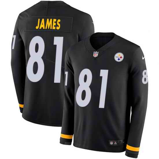 Nike Steelers #81 Jesse James Black Team Color Men Stitched NFL Limited Therma Long Sleeve Jersey